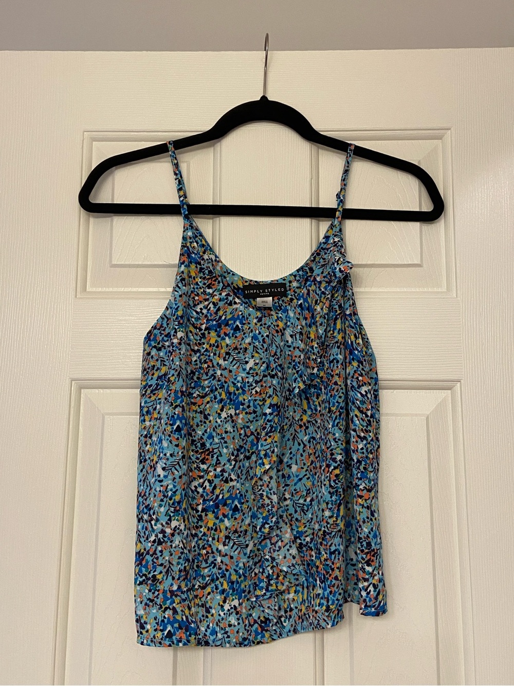 Simply Styled Light Blue Petite Ruffle Tank Top